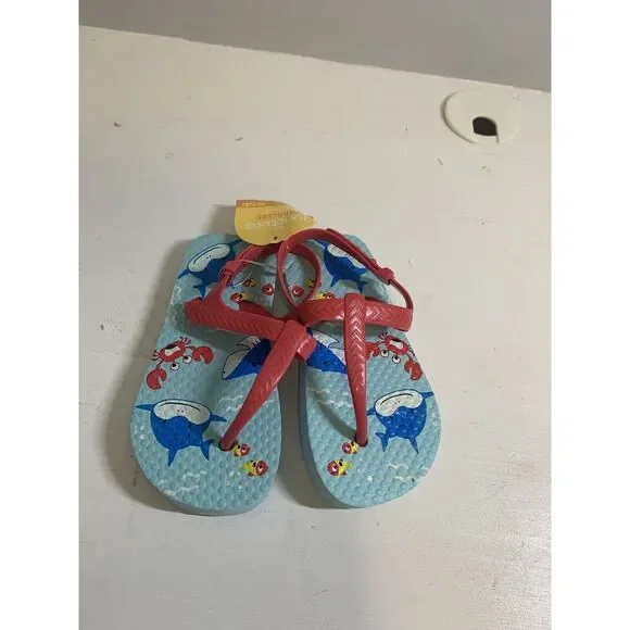 NWT Boy's Toddler's Juncture Shark Flip Flops Adjustable Strap Size M Medium 7/8 - Picture 2 of 5